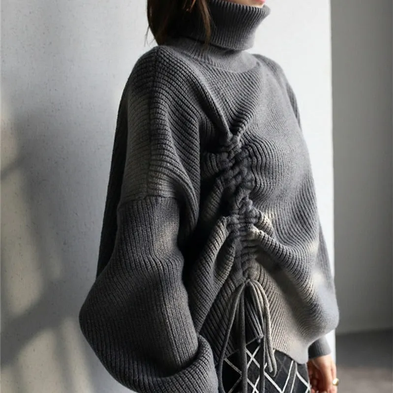 Knit Turtleneck With Drawstring