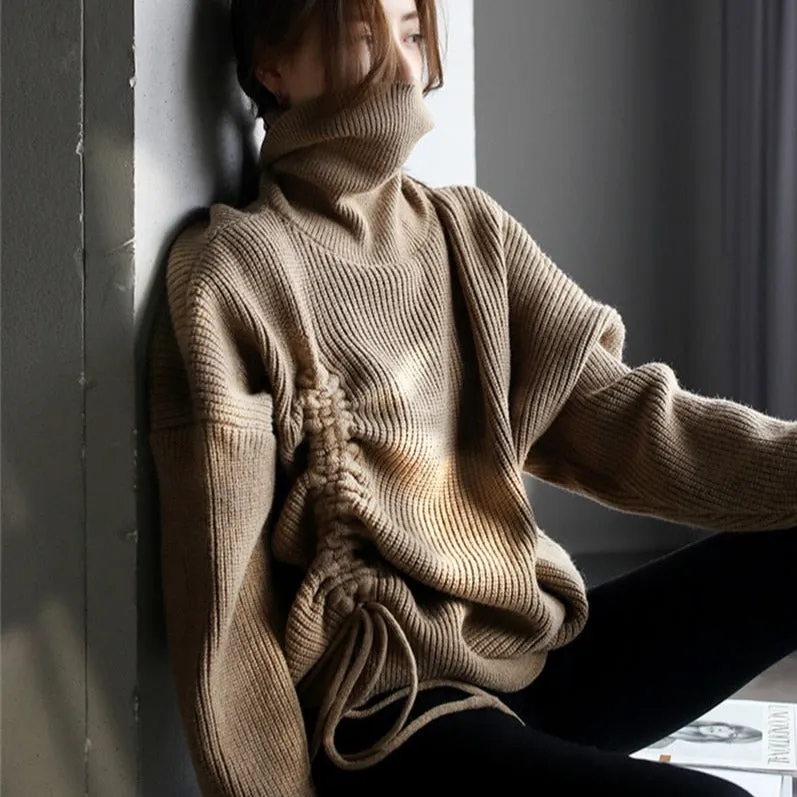 Knit Turtleneck With Drawstring