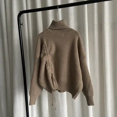 Knit Turtleneck With Drawstring