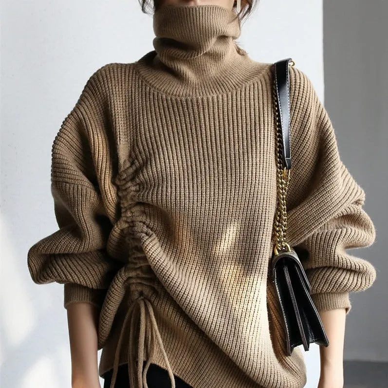 Knit Turtleneck With Drawstring