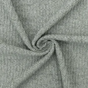 Light Icy Gray-Black Texture Stretch 2X2 Rib Knit Fabric