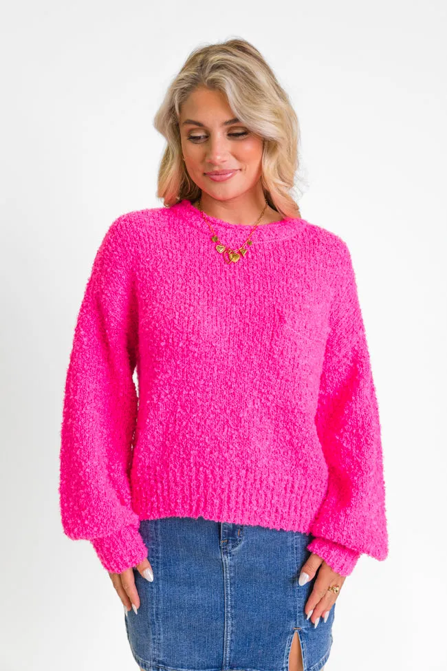 Longer Nights Magenta Fuzzy Pocketed Sweater SALE