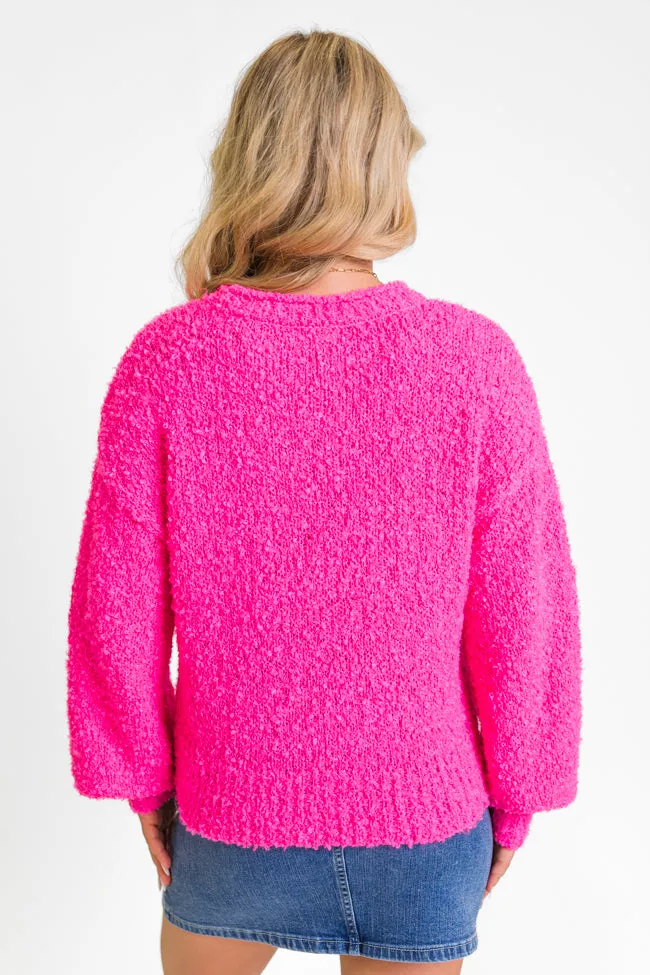 Longer Nights Magenta Fuzzy Pocketed Sweater SALE