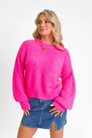 Longer Nights Magenta Fuzzy Pocketed Sweater SALE