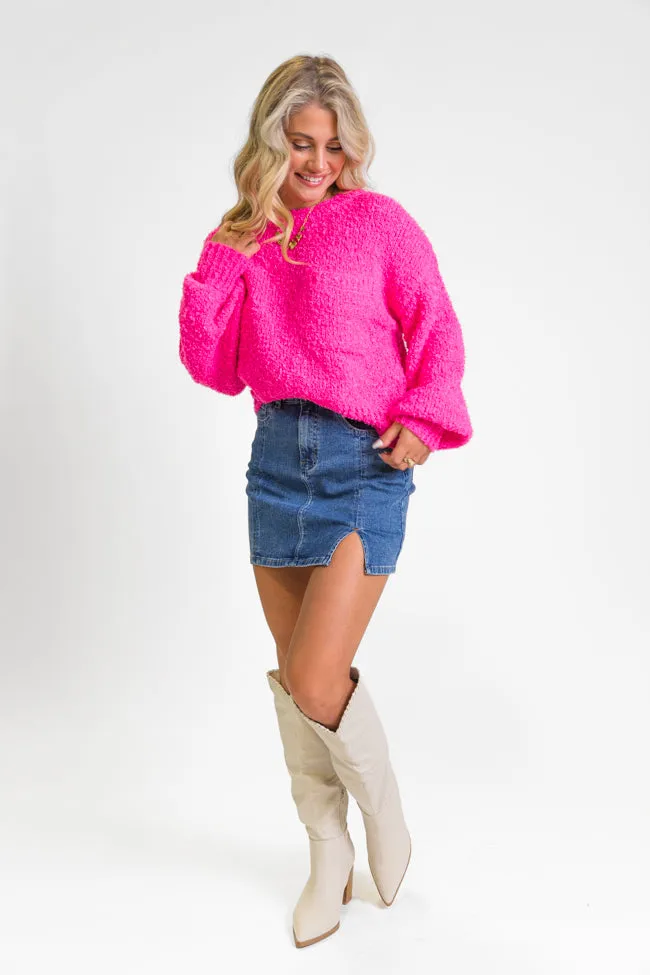 Longer Nights Magenta Fuzzy Pocketed Sweater SALE