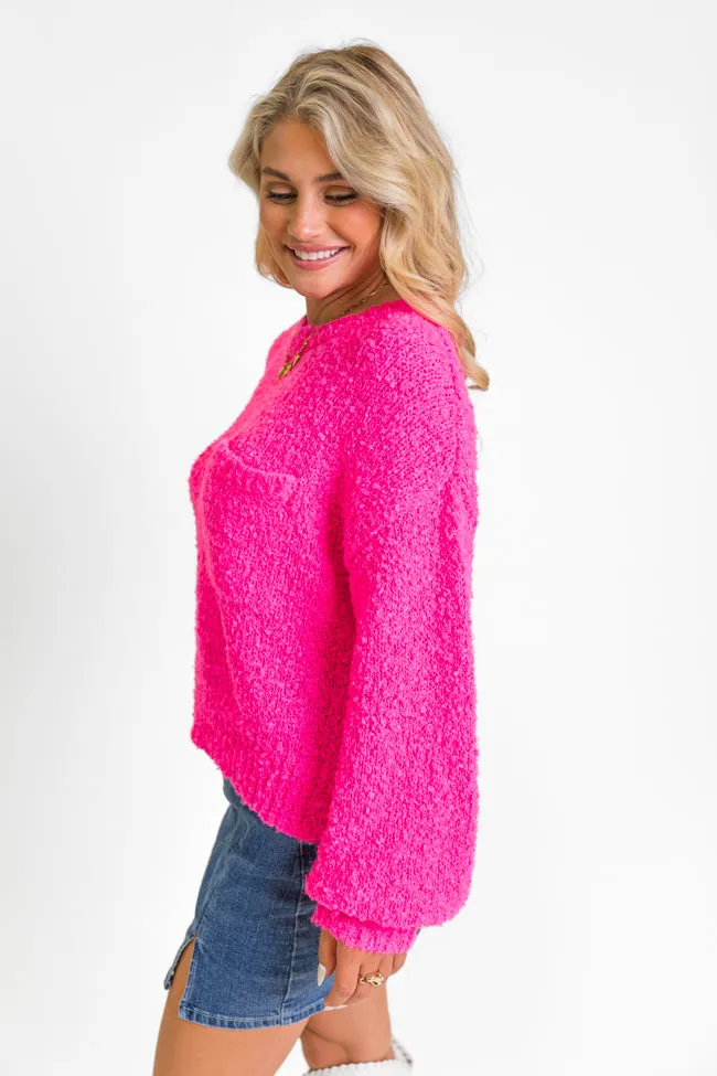 Longer Nights Magenta Fuzzy Pocketed Sweater SALE