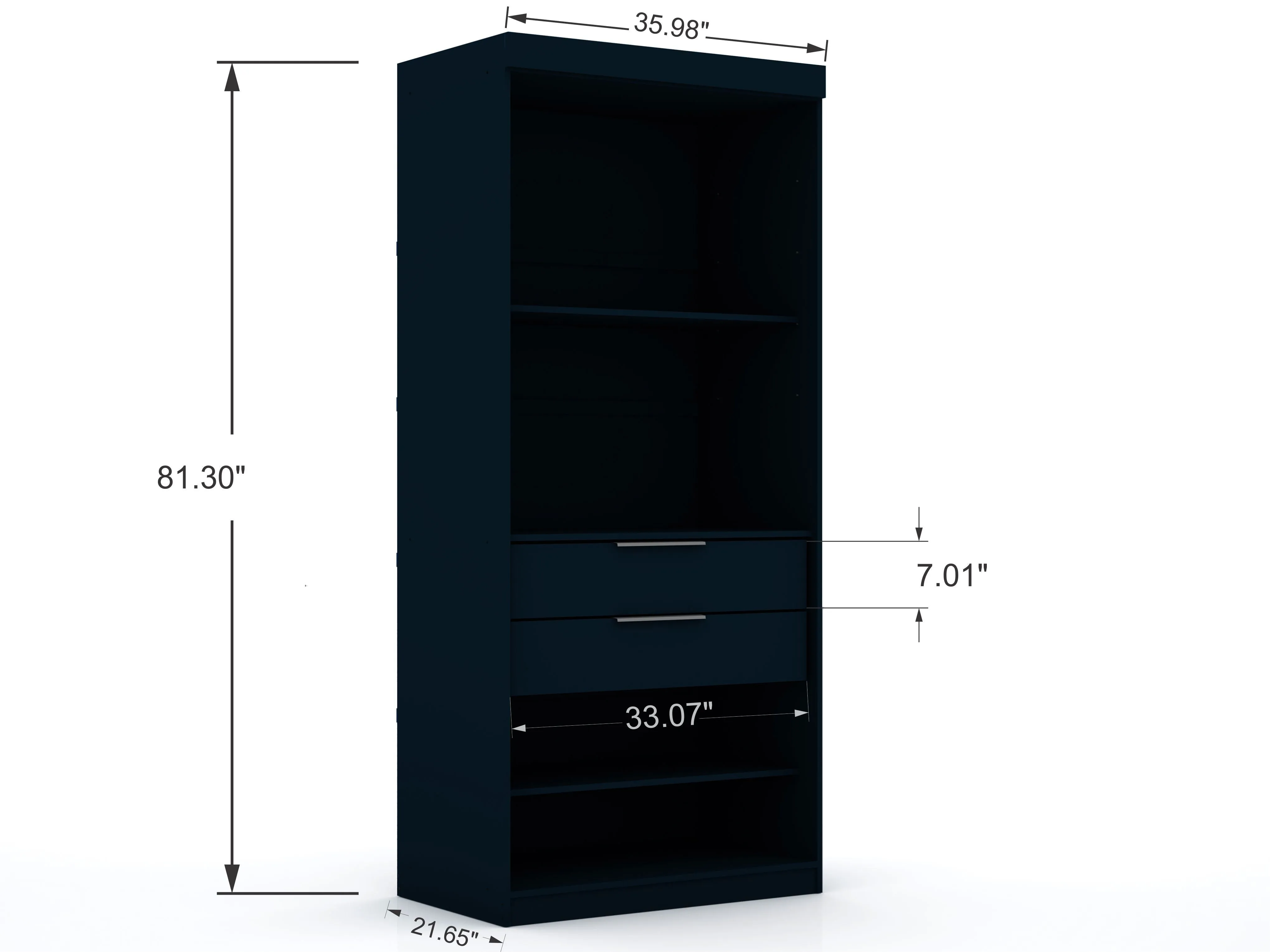 Mulberry 2 Sectional Modern Wardrobe Closet with 4 Drawers - Set of 2 in Tatiana Midnight Blue