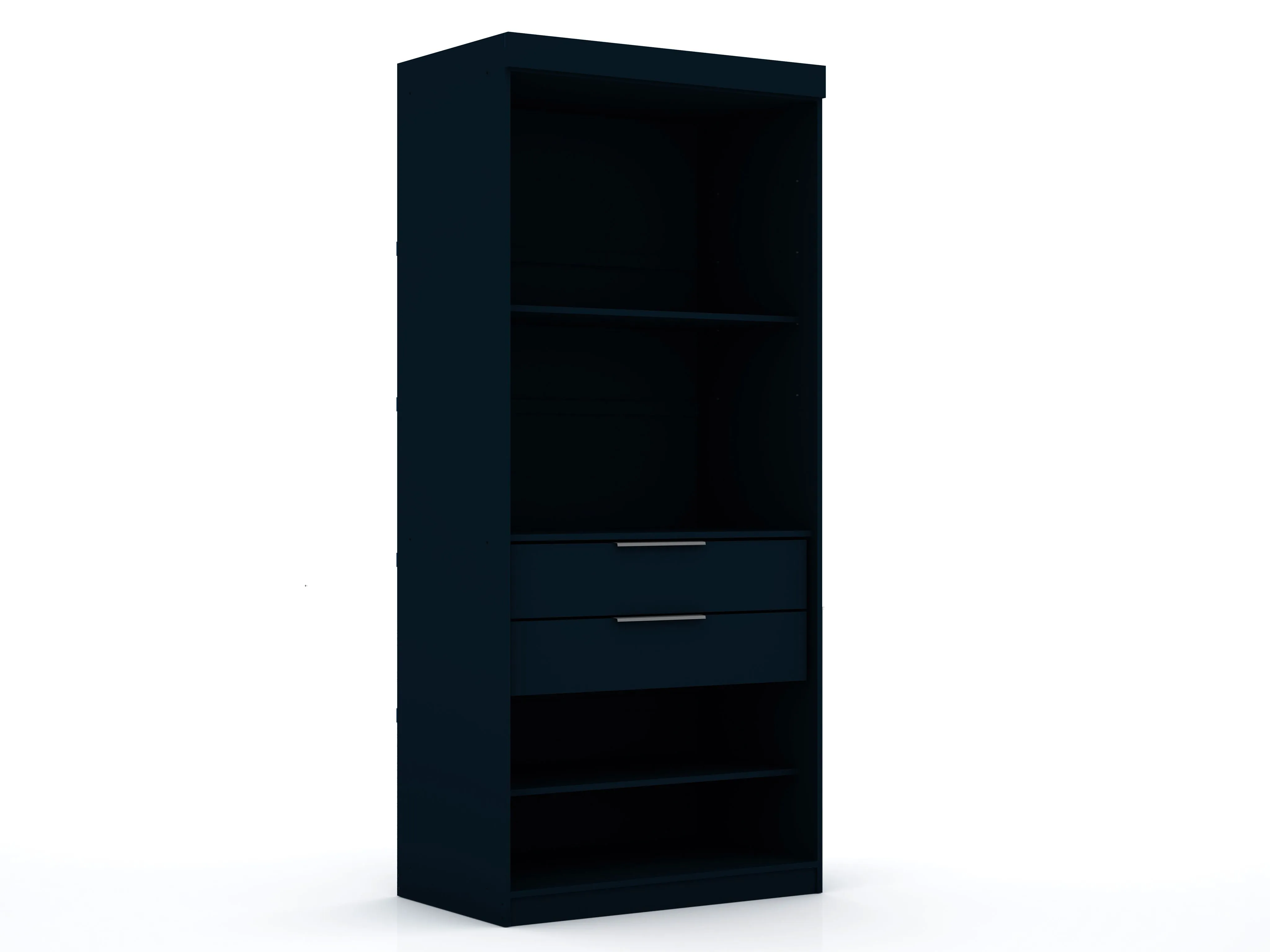 Mulberry 2 Sectional Modern Wardrobe Closet with 4 Drawers - Set of 2 in Tatiana Midnight Blue