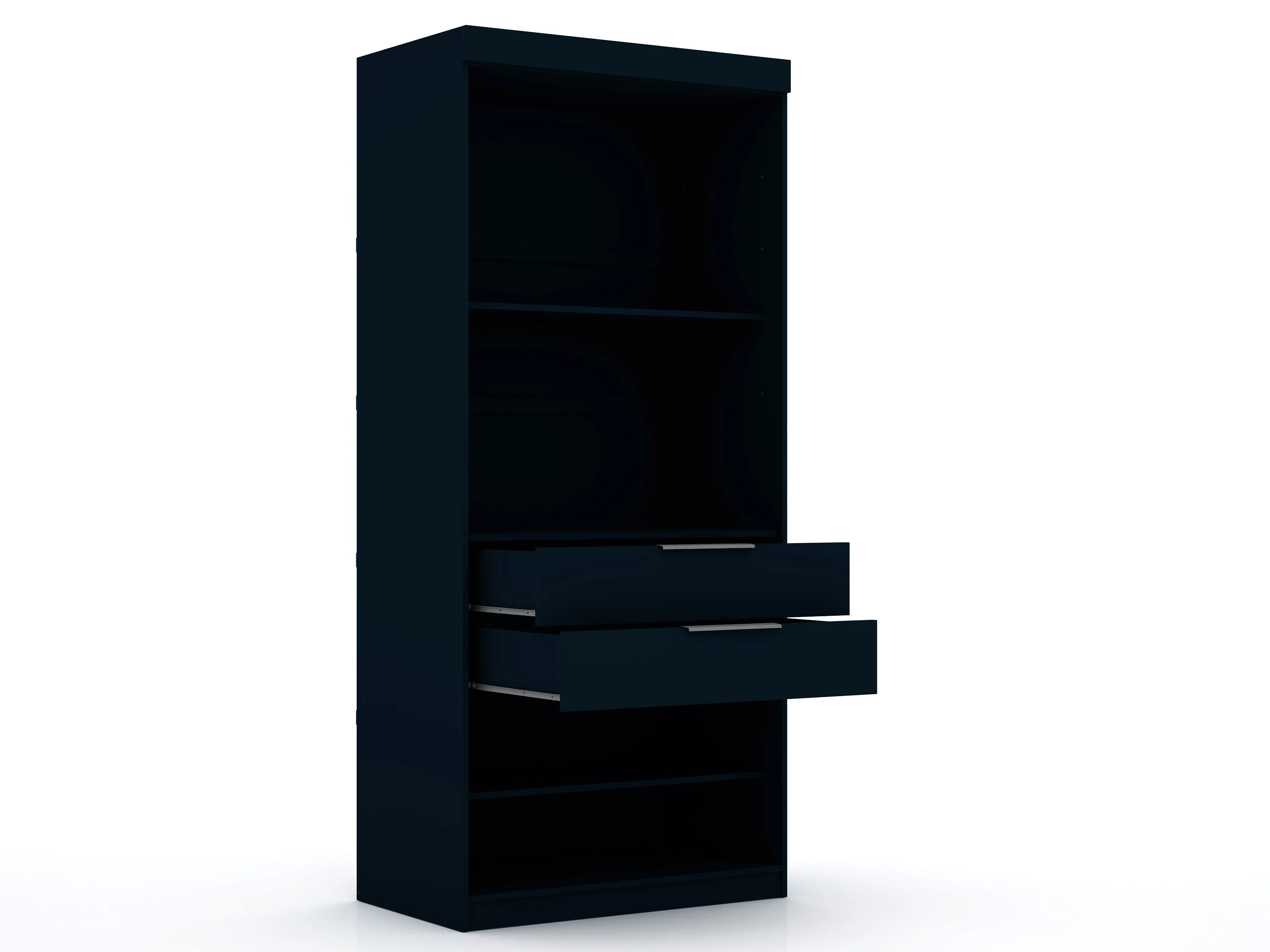 Mulberry 2 Sectional Modern Wardrobe Closet with 4 Drawers - Set of 2 in Tatiana Midnight Blue