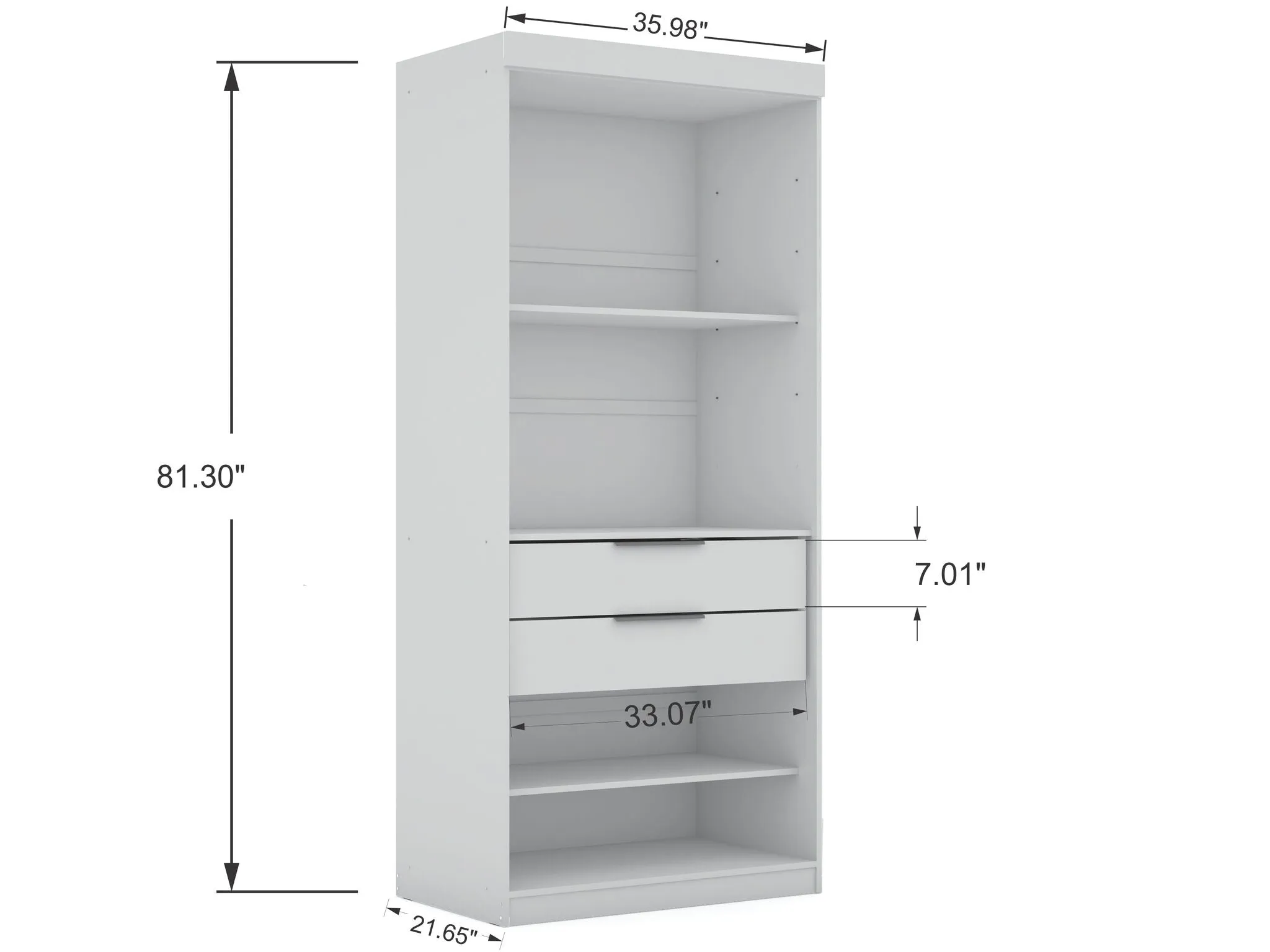 Mulberry 2 Sectional Modern Wardrobe Closet with 4 Drawers - Set of 2 in White