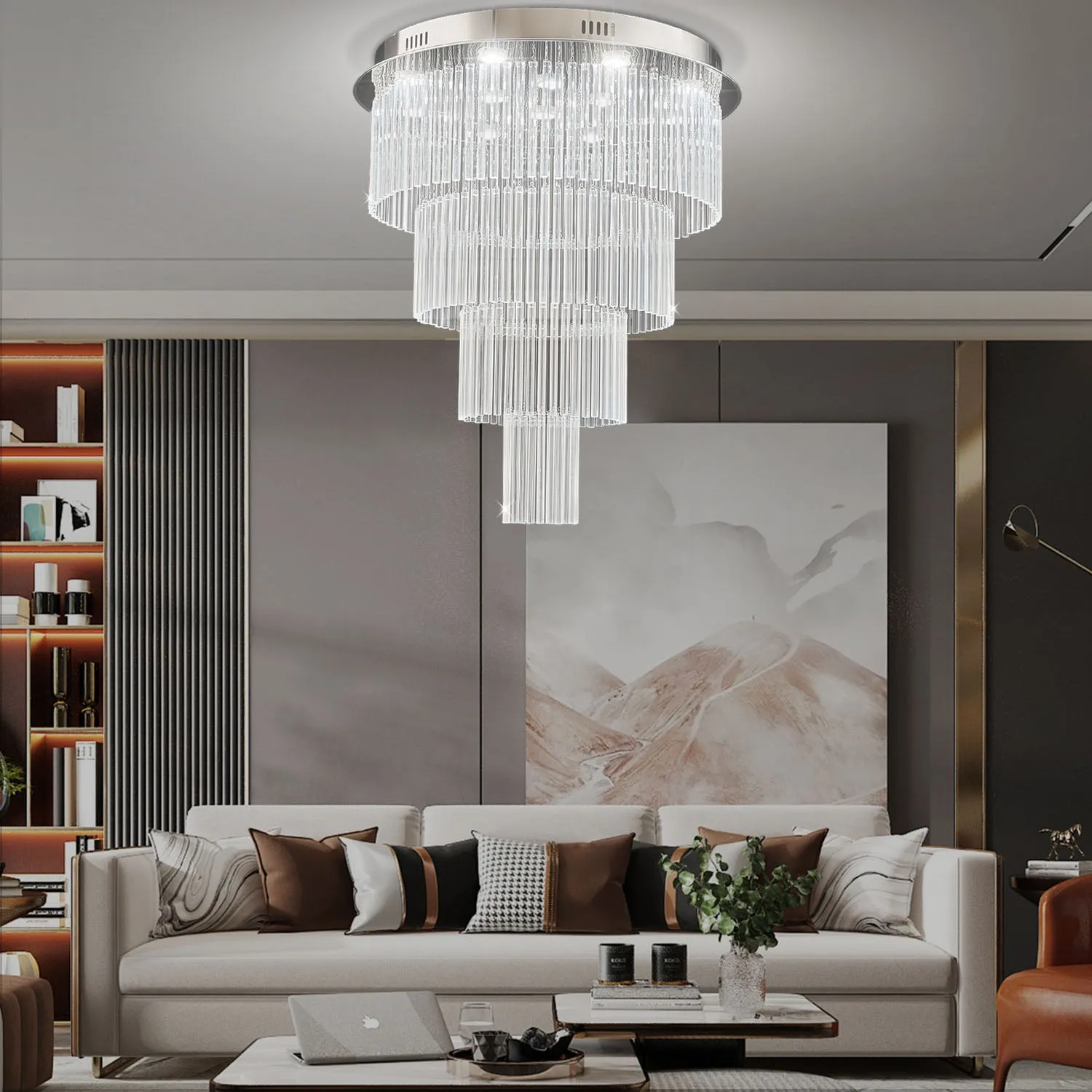 Multi Layers Round Raindrop Chandelier - Ceiling Light