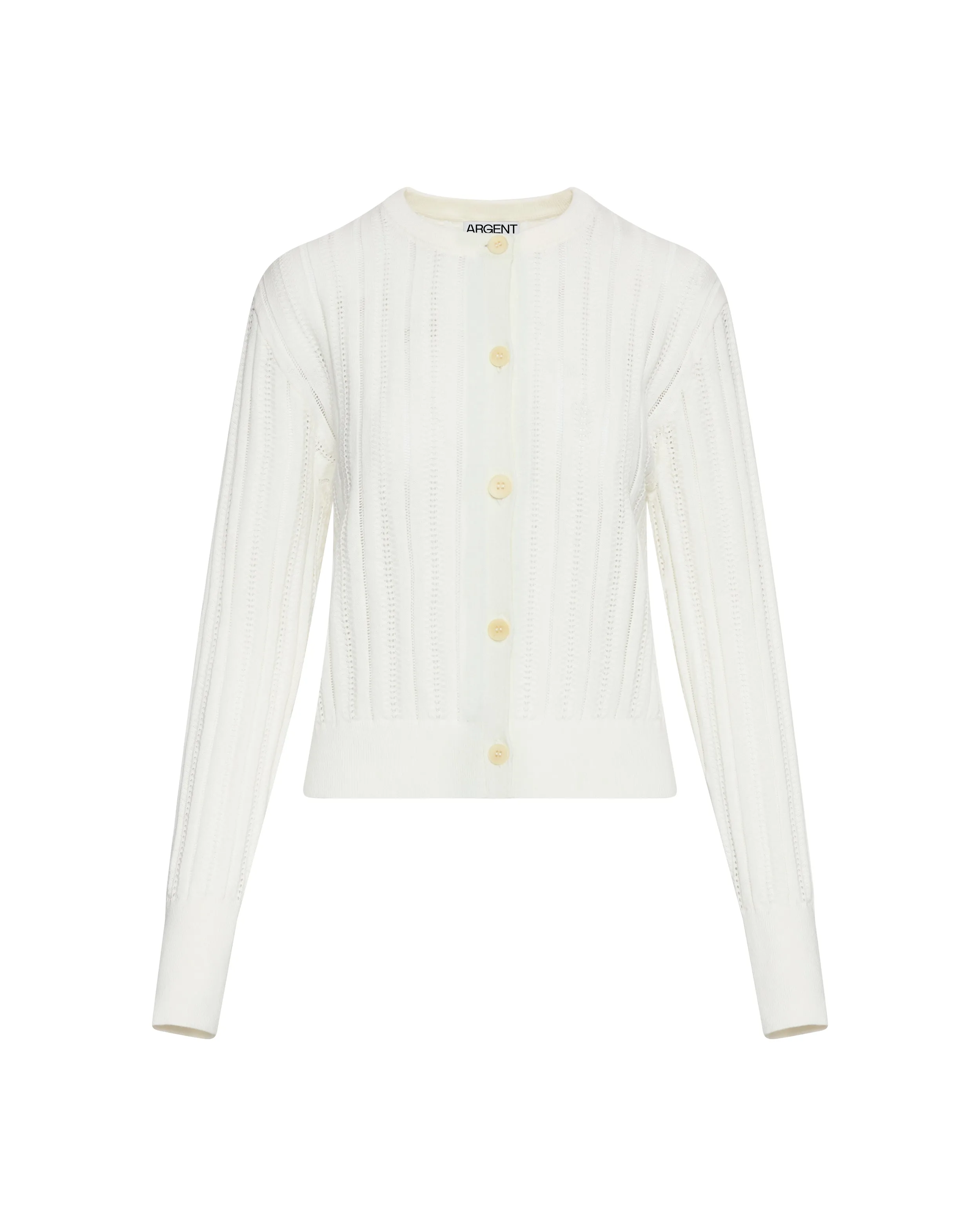 Open Cable Cardigan in Cotton | Ivory