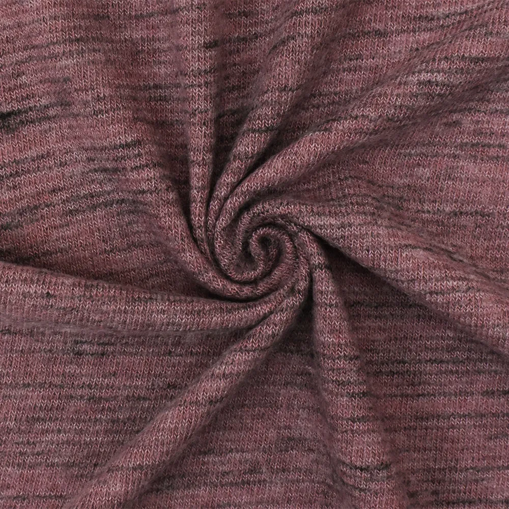 Rouge Pink-Black Slub Stretch Brushed Jersey Knit Fabric