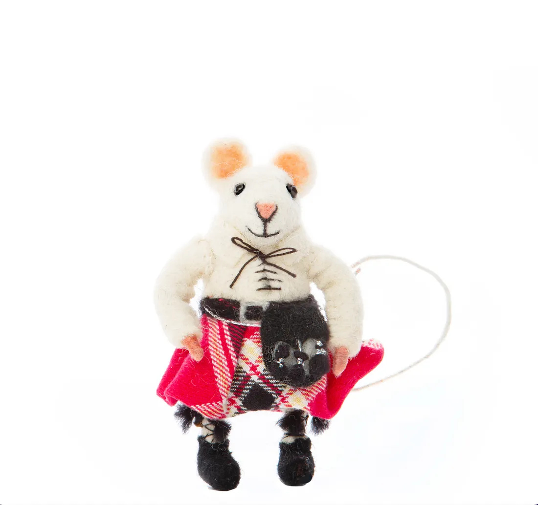 Scottish Highland Needle Felt Mouse in a Kilt