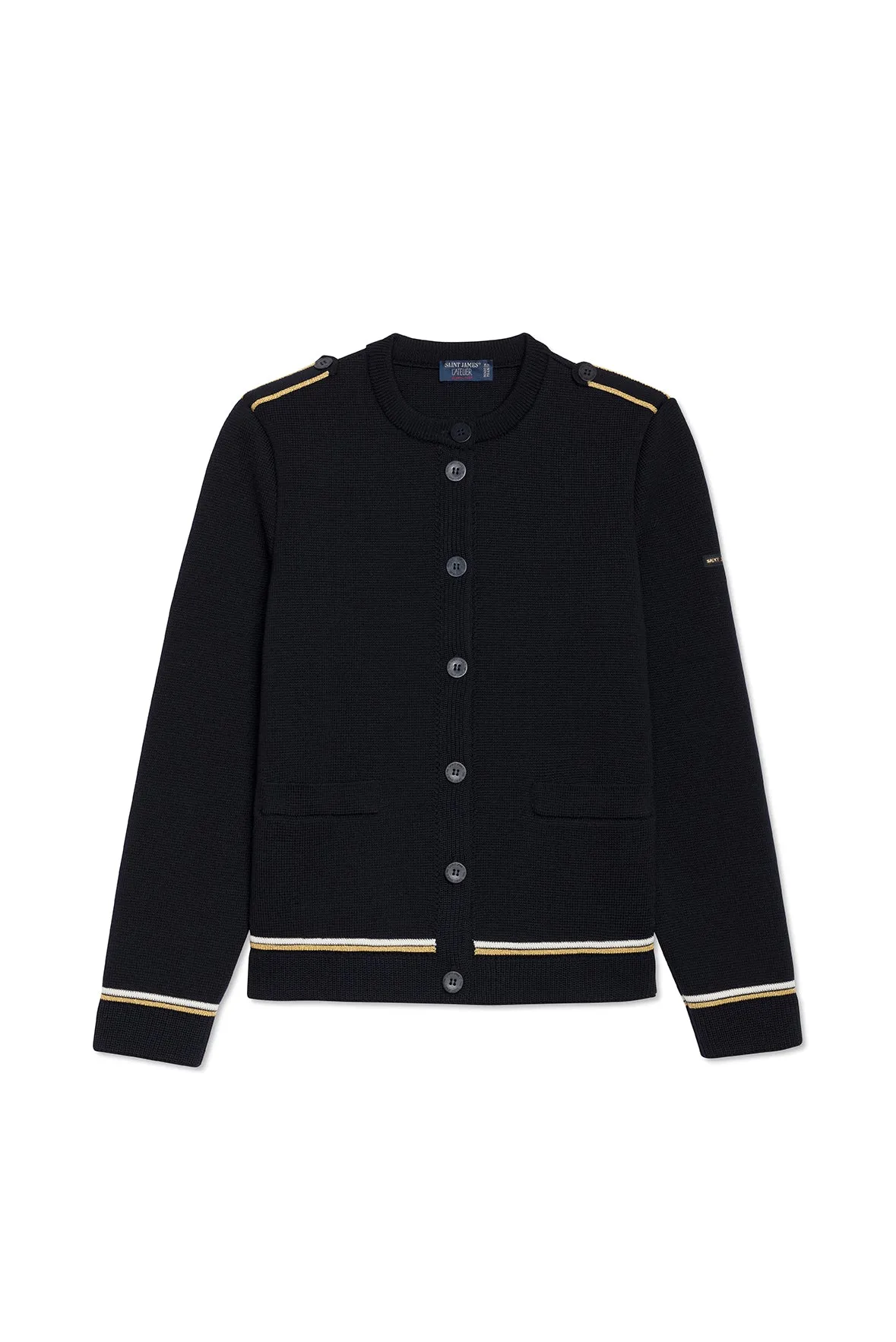 SERRES - Ponte Knit Jacket with Lurex Details for Women  | 100% Wool (NAVY)