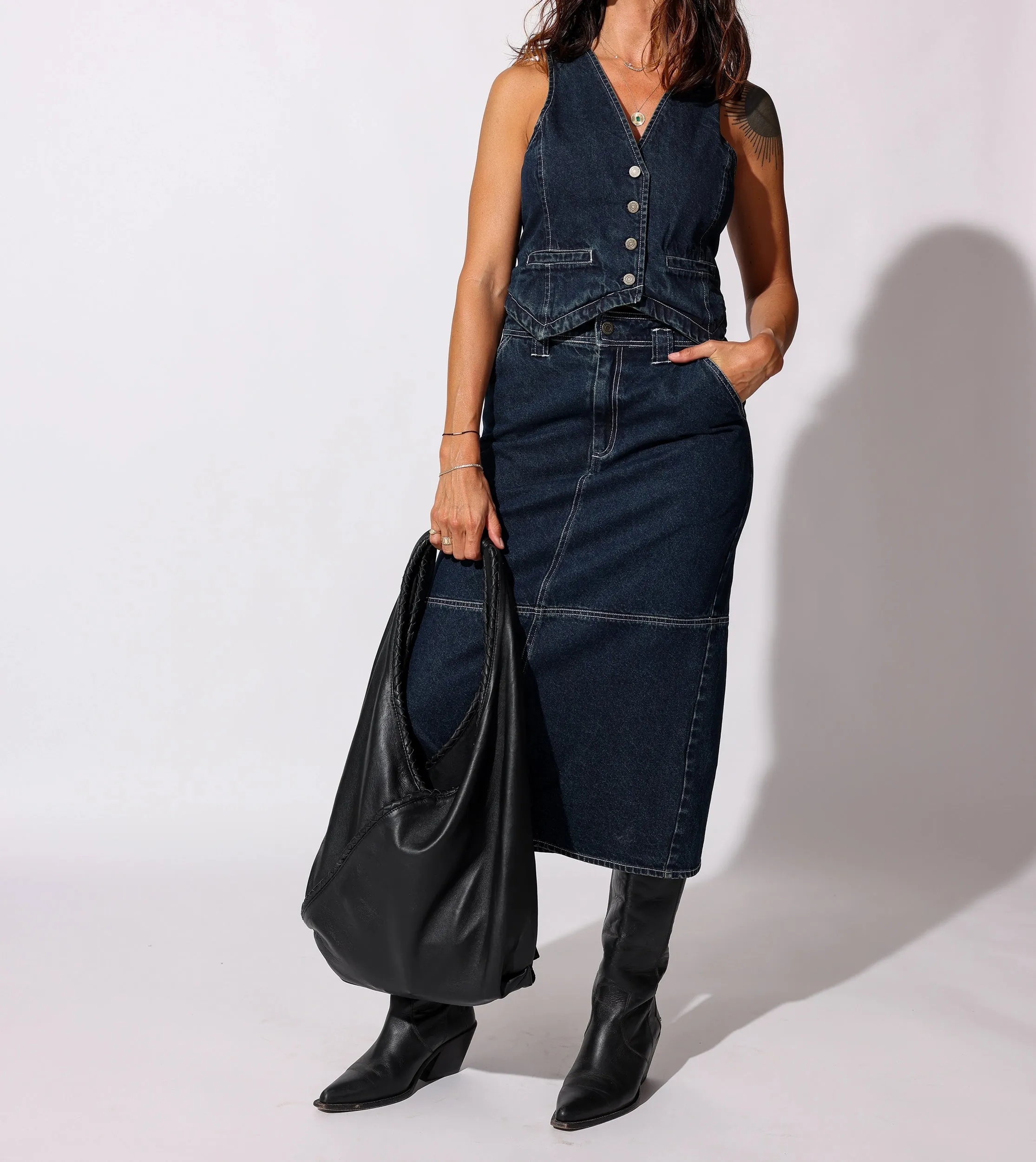 Sue Midi Skirt | Dark Denim