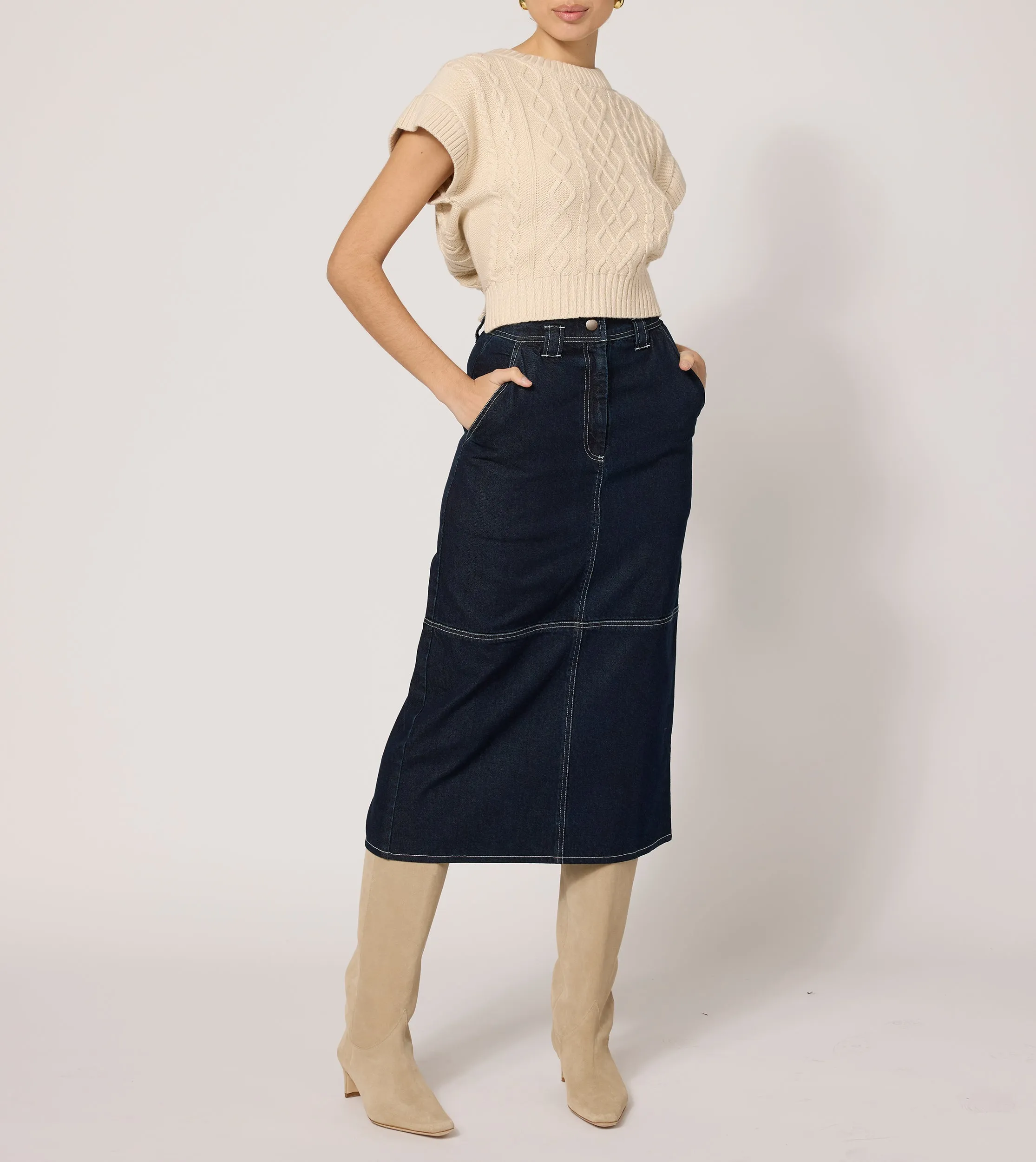 Sue Midi Skirt | Dark Denim