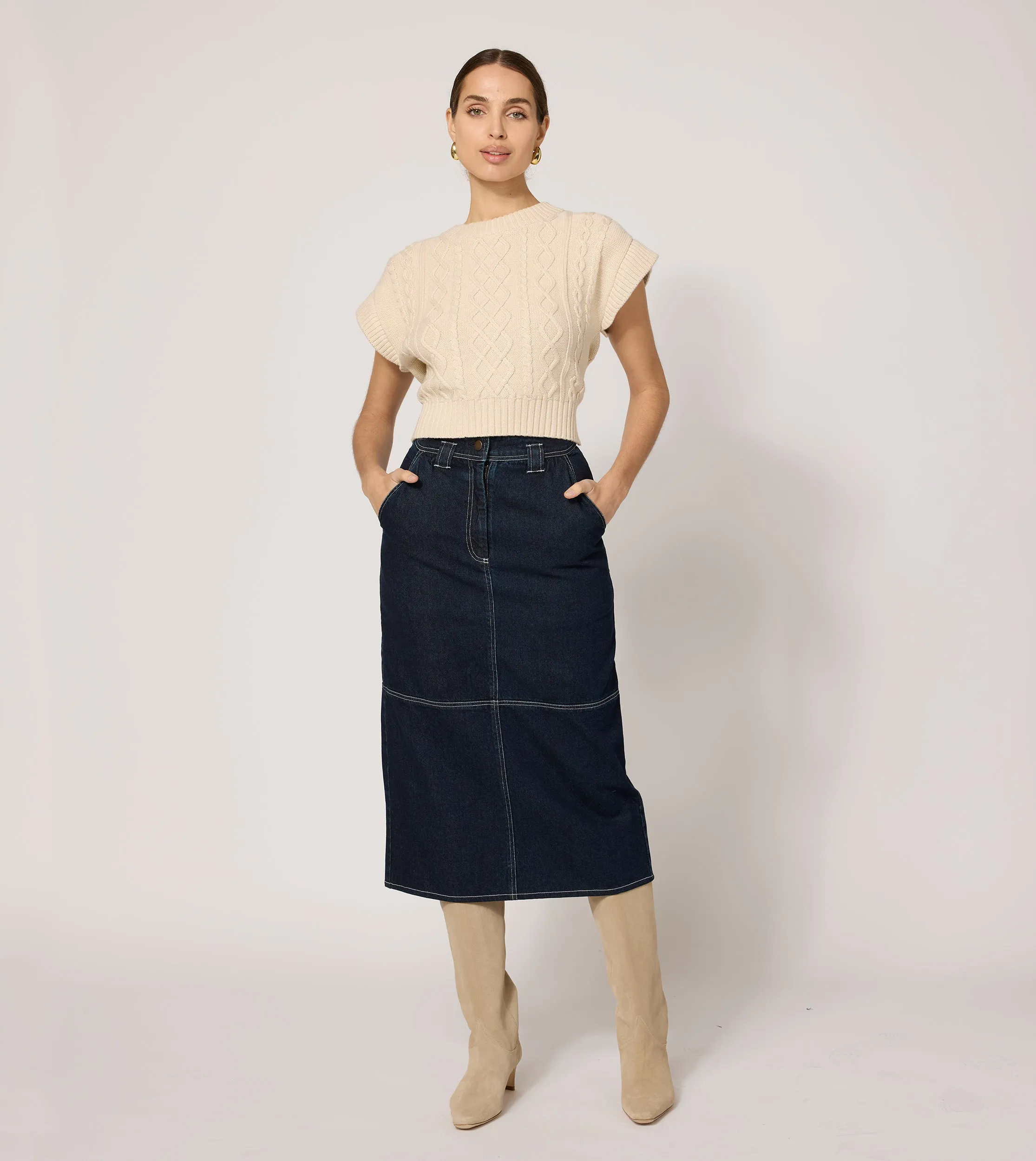 Sue Midi Skirt | Dark Denim