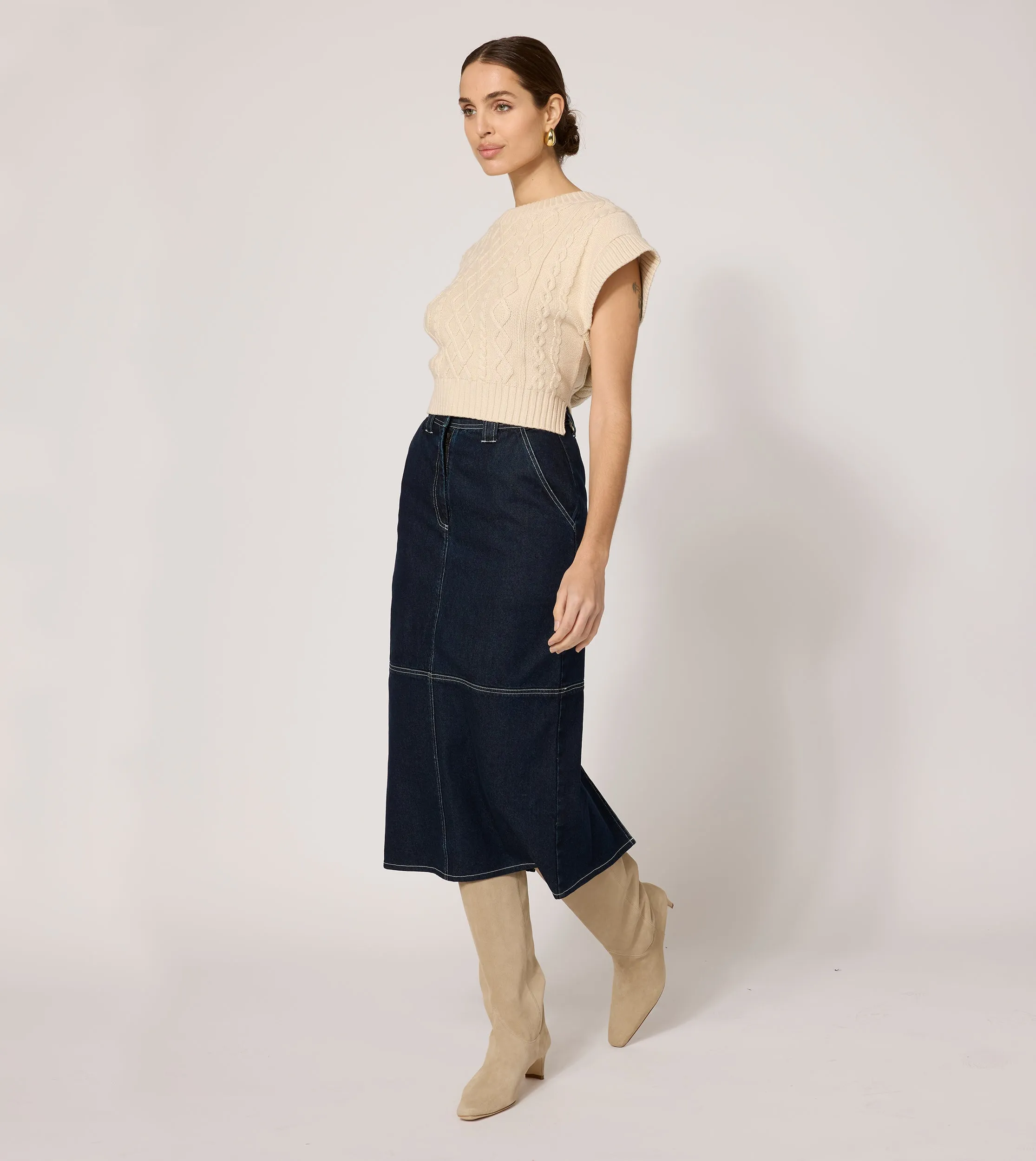 Sue Midi Skirt | Dark Denim