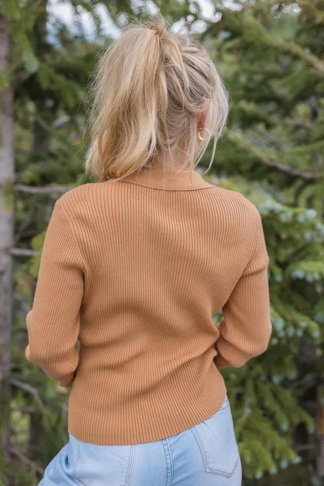 The Only Way Camel Collared Sweater FINAL SALE