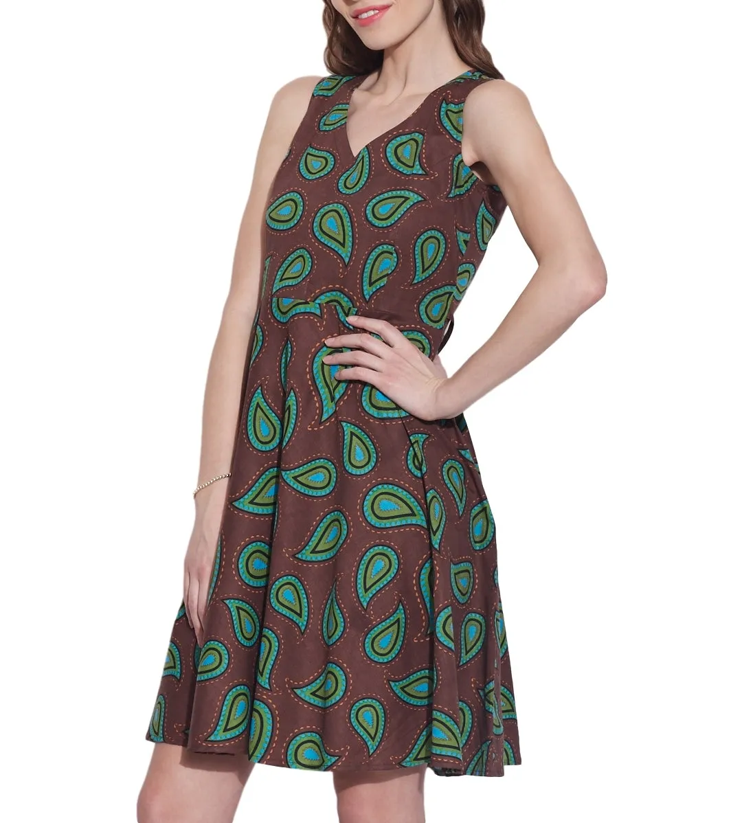 Womens Clothing Cotton Printed Dress,Machine washable,W-CPD44-1627, Size-44 Inch