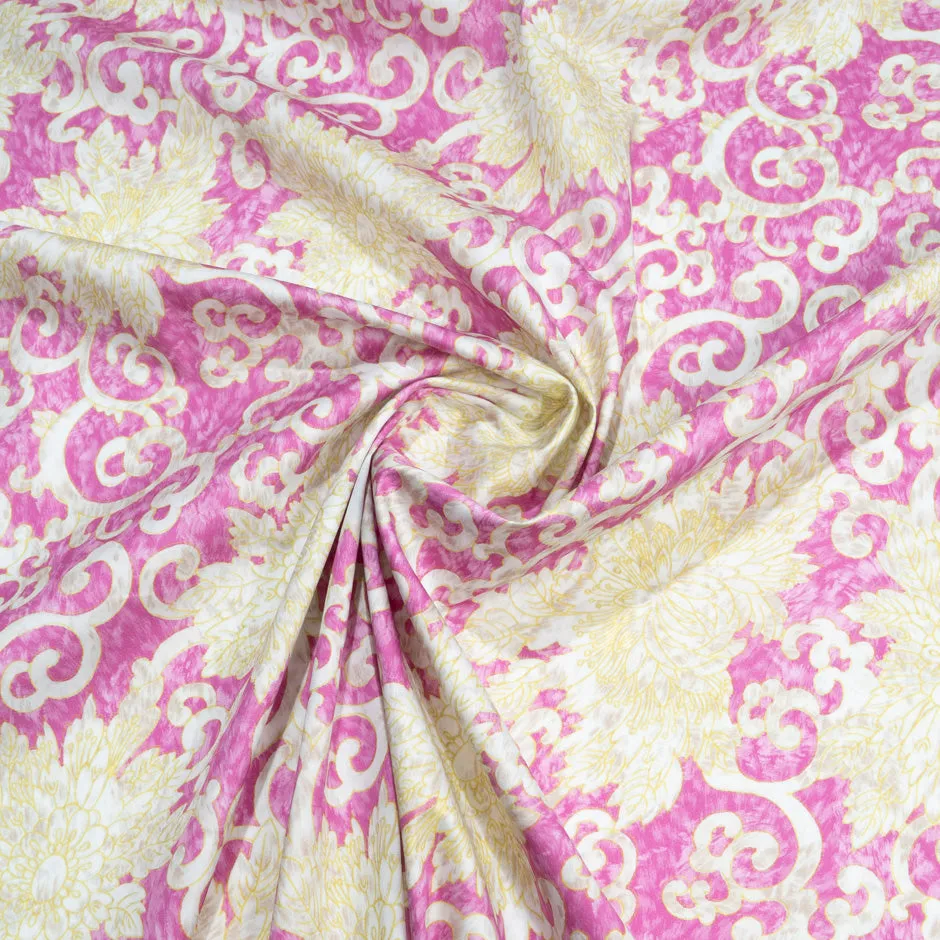 Yellow & Pink Floral Vision Printed Luxury Cotton